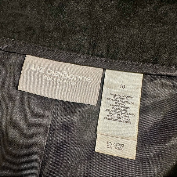 Liz Claiborne Vintage Black 100% Genuine Suede Trousers Size 10 - Picture 7 of 12